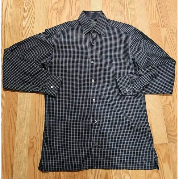 Ermenegildo Zegna Men Dress Shirt M Gray Black Check Plaid Italy Old Money - Picture 2 of 8